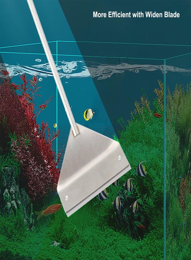 Fecsam 25.2 Inch Aquarium Algae Scraper/Remover for Glass Fish Tanks, Stainless Steel Cleaner Tool Kit/Cleaning Accessories with 10 Replaceable Blades + Coral Feeder + Double-Sided Sponge Brush - Image 3